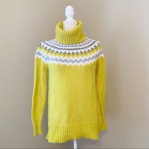 Loft Fair Isle Turtleneck Yellow Sweater - XS